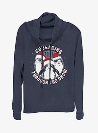 Star Wars Squeaking Through The Snow Cowlneck Long-Sleeve Womens Top