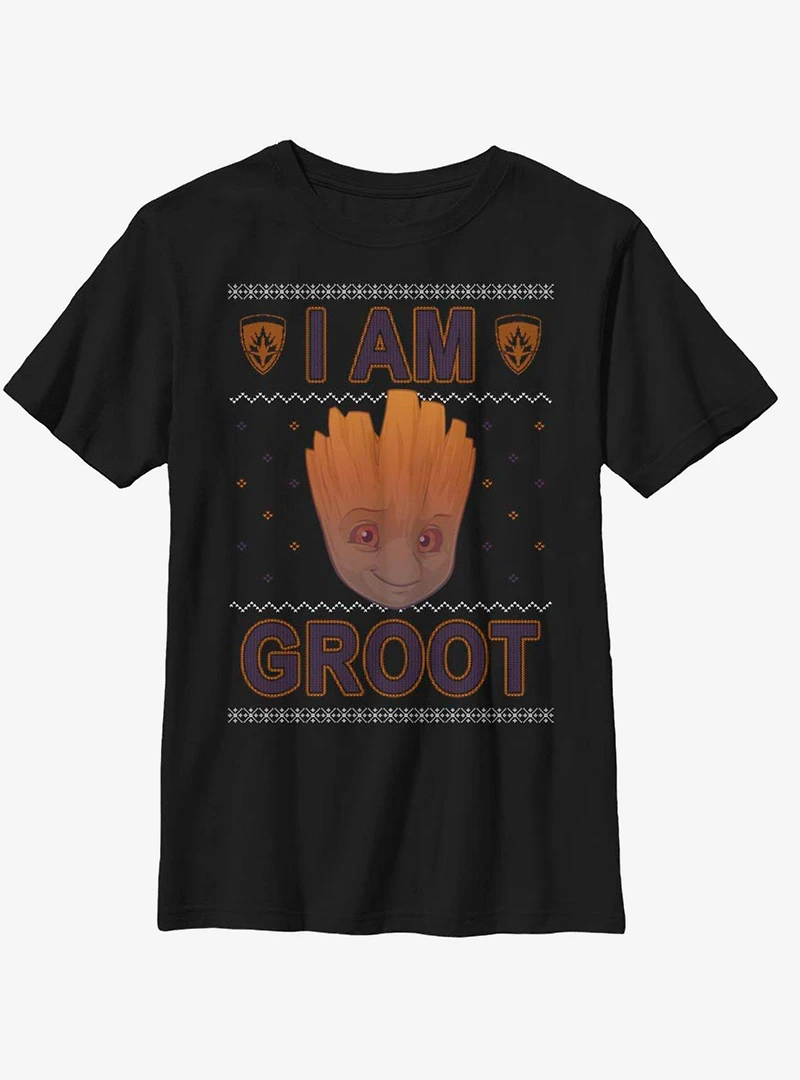 Marvel Guardians Of The Galaxy Groot Christmas Pattern Youth T-Shirt