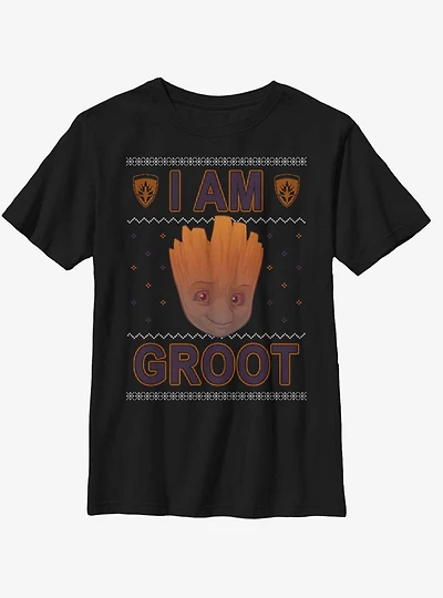 Marvel Guardians Of The Galaxy Groot Christmas Pattern Youth T-Shirt