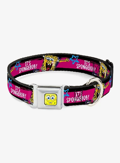 Spongebob Squarepants Pose It's Pink Dog Collar Seatbelt Buckle