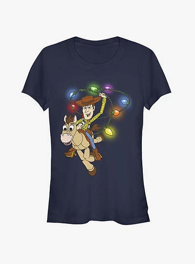 Disney Toy Story Woody Christmas Light Lasso Girls T-Shirt