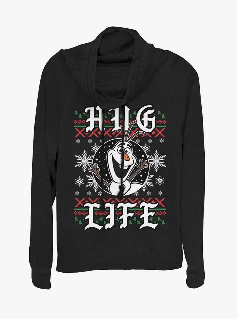 Disney Frozen Olaf Hug Life Christmas Cowl Neck Long-Sleeve Girls Top
