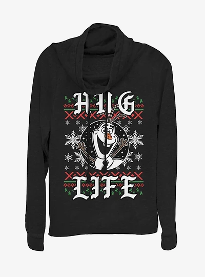 Disney Frozen Olaf Hug Life Christmas Cowl Neck Long-Sleeve Girls Top