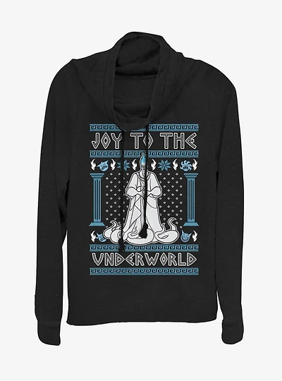 Disney Hercules Hades Ugly Christmas Cowl Neck Long-Sleeve Girls Top