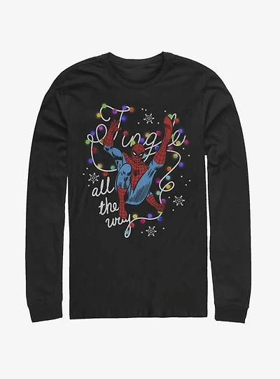Marvel Spider-Man Jingle All The Way Christmas Lights Long-Sleeve T-Shirt