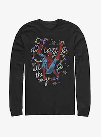 Marvel Spider-Man Jingle All The Way Christmas Lights Long-Sleeve T-Shirt