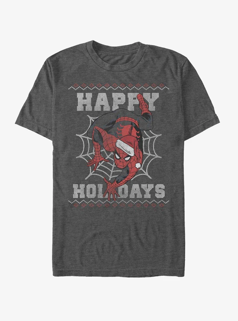 Marvel Spider-Man Happy Holidays Santa Hat T-Shirt