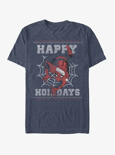Marvel Spider-Man Happy Holidays Santa Hat T-Shirt