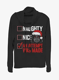 Star Wars Santa Vader Attempt Was Made Cowl Neck Long-Sleeve Girls Top