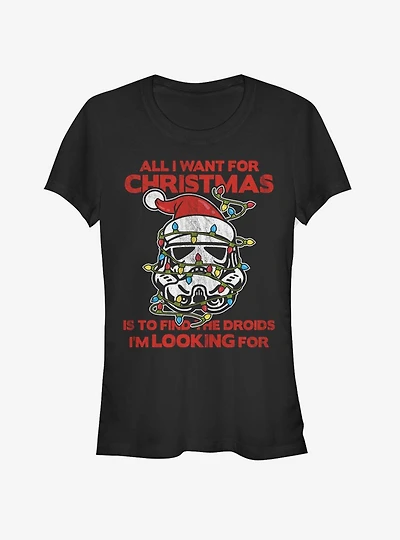 Star Wars Santa Storm Trooper Christmas Lights Girls T-Shirt
