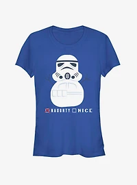 Star Wars Storm Trooper Snowman Naughty Nice Girls T-Shirt