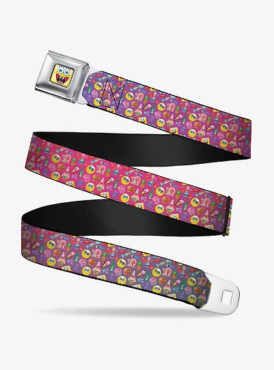 Spongebob Squarepants Mini Spongebob Friends Sea Creatures Food Scattered Youth Seatbelt Belt
