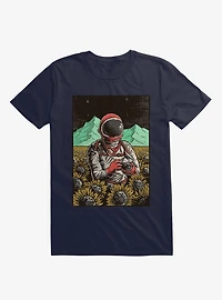 2323 Astronaut Cosmic Sunflower Field Navy Blue T-Shirt