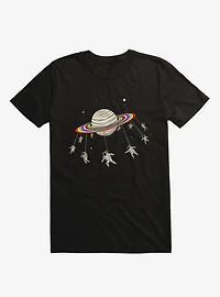 Saturn-Go-Round Astronauts Space Black T-Shirt