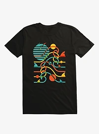Sun, Waves, And Bites Shark Black T-Shirt