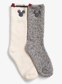 CozyChic Classic Disney Mickey Mouse 2 Pack Socks Cream Multi 