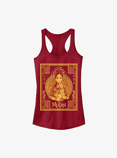 Disney Mulan Live Action Golden Outline Poster Girls Tank