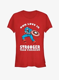 Marvel Captain America Strong Love Valentine Girls T-Shirt