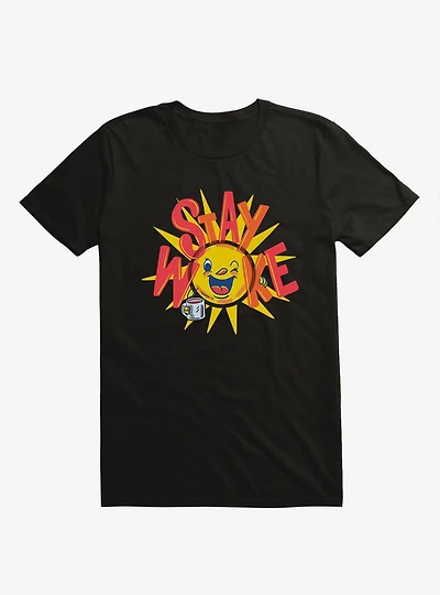 Stay Woke Sun And Coffee Black T-Shirt