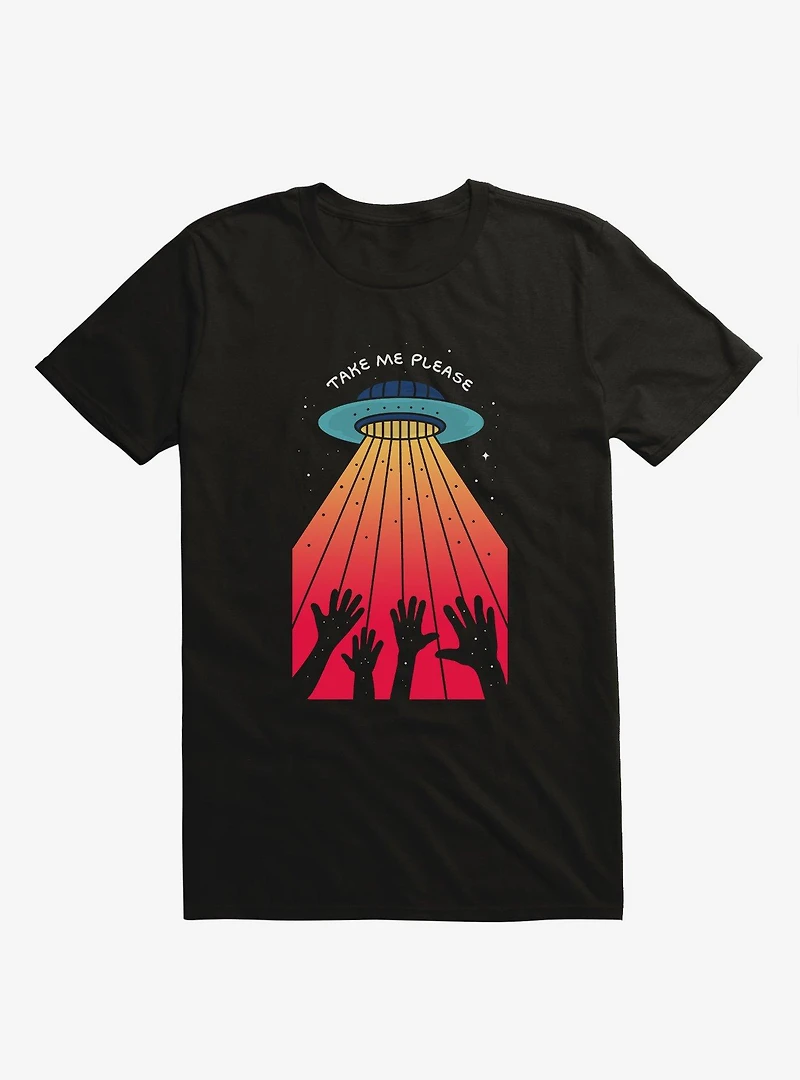 Take Me Please Alien UFO Black T-Shirt