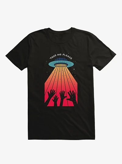 Take Me Please Alien UFO Black T-Shirt