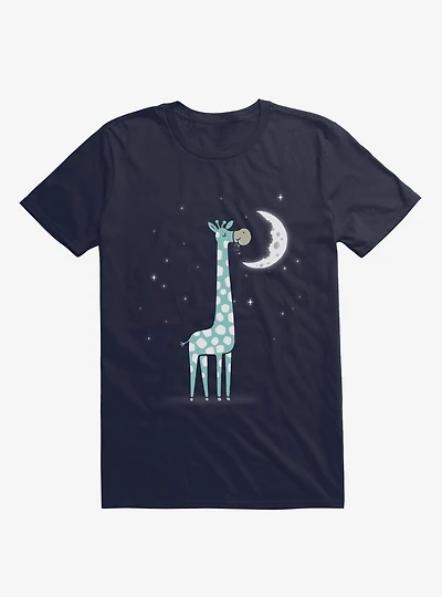 Midnight Snack Giraffe Moon Navy Blue T-Shirt