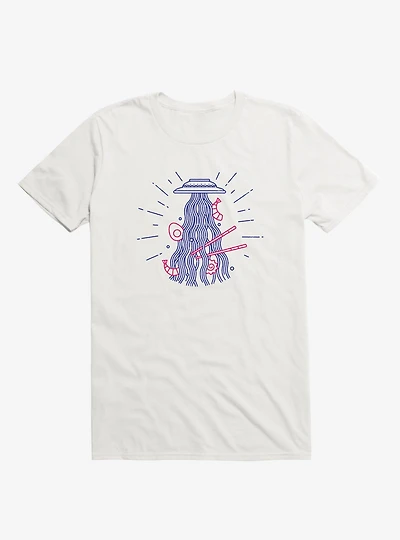 From Outer Space Ramen Spaceship White T-Shirt