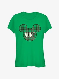 Disney Mickey Mouse Head Plaid Aunt Classic Girls T-Shirt