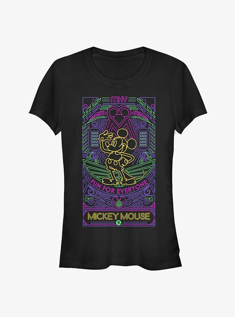 Disney Mickey Mouse Neon Line Art Classic Girls T-Shirt