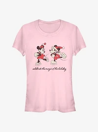 Disney Mickey Mouse & Minnie Vintage Holiday Skaters Girls T-Shirt