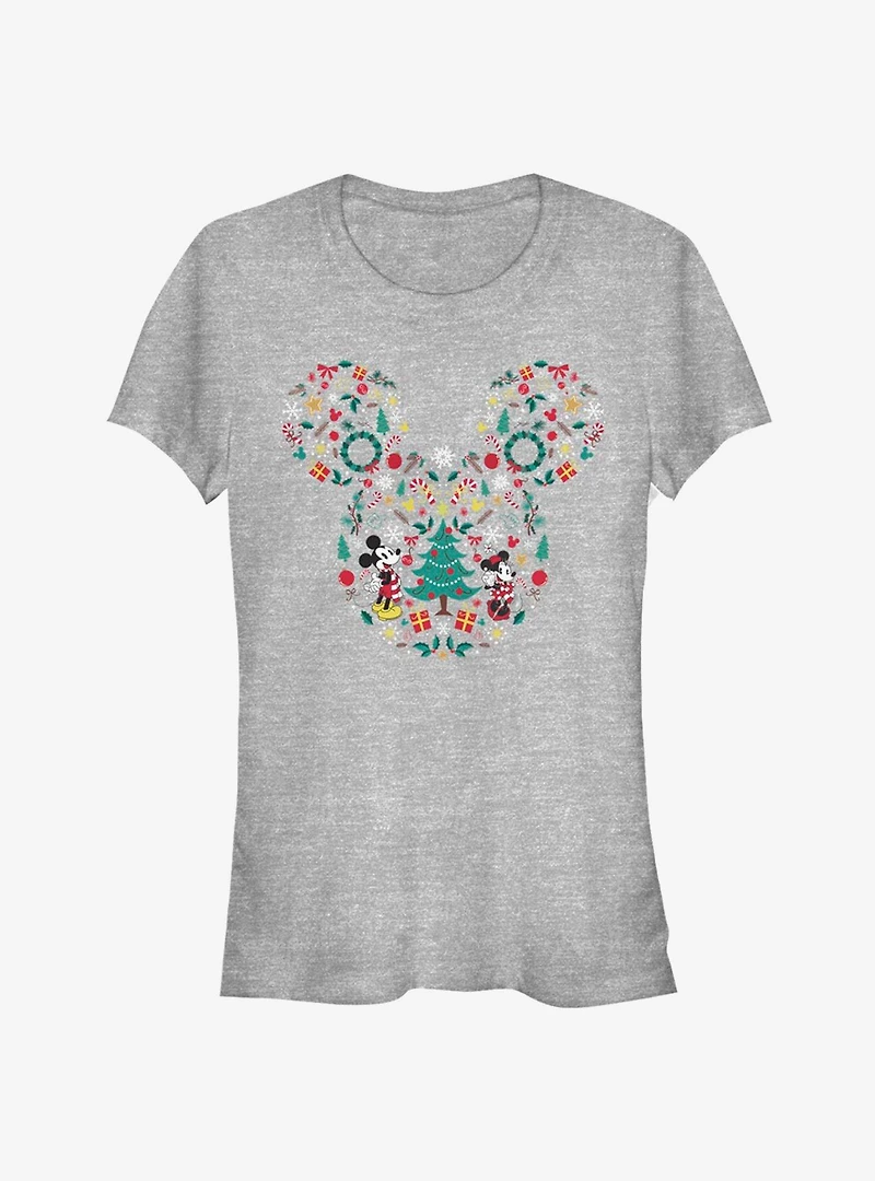 Disney Mickey Mouse Head Holiday Filled Classic Girls T-Shirt