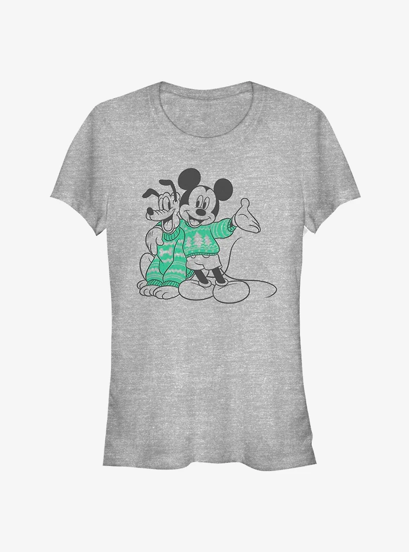 Disney Mickey Mouse & Pluto Matching Holiday Sweaters Girls T-Shirt