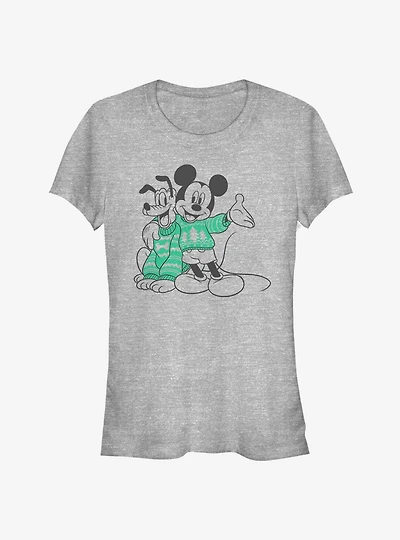 Disney Mickey Mouse & Pluto Matching Holiday Sweaters Girls T-Shirt