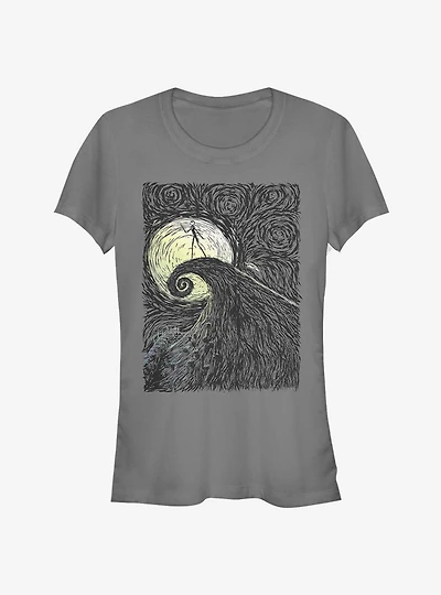 Disney The Nightmare Before Christmas Spiral HIll Painting Classic Girls T-Shirt