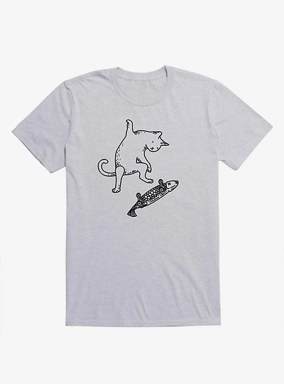 Street Cat Riding Fish Skateboard T-Shirt