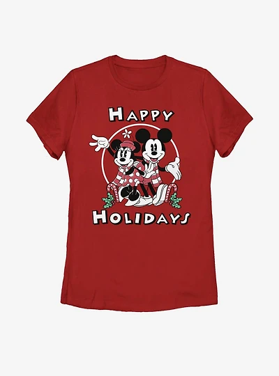 Disney Mickey Mouse & Minnie Holiday Womens T-Shirt