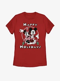 Disney Mickey Mouse & Minnie Holiday Womens T-Shirt