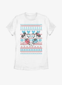 Disney Mickey Mouse & Minnie Christmas Pattern Womens T-Shirt