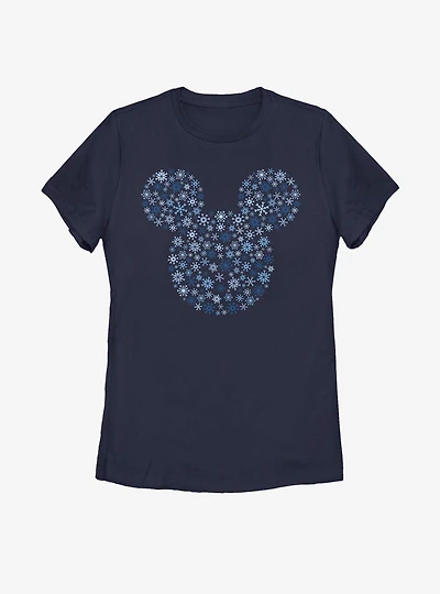 Disney Mickey Mouse Ears Snowflakes Womens T-Shirt