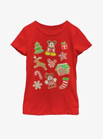 Disney Mickey Mouse Gingerbread Icons Youth Girls T-Shirt