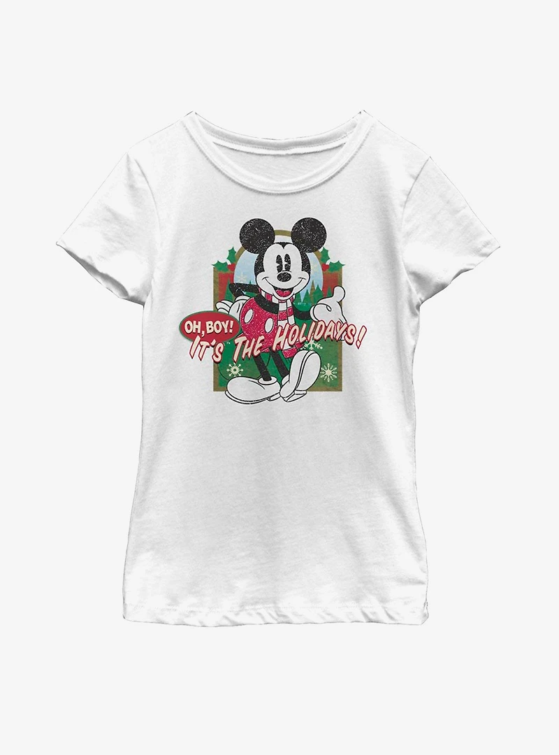 Disney Mickey Mouse Vintage Holiday Youth Girls T-Shirt