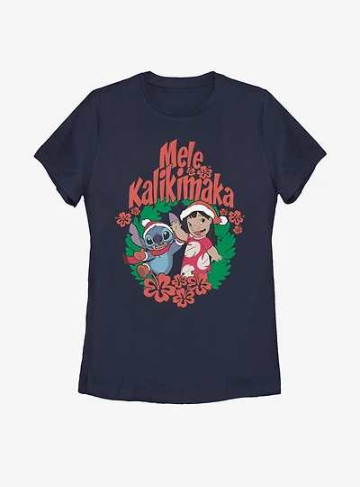 Disney Lilo And Stitch Mele Kalikimaka Womens T-Shirt