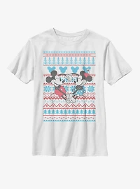 Disney Mickey Mouse & Minnie Christmas Pattern Youth T-Shirt