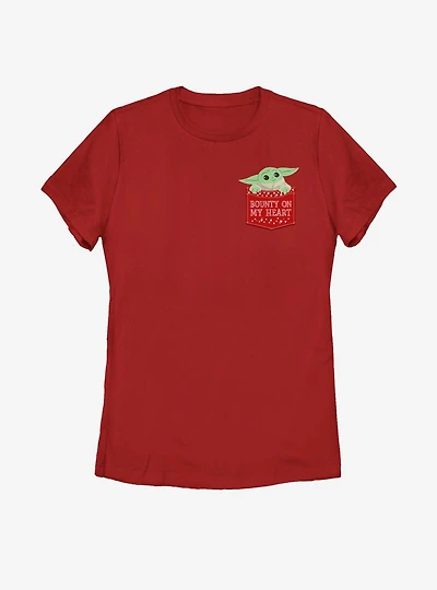 Star Wars The Mandalorian Child Bounty On My Heart Faux Pocket Womens T-Shirt