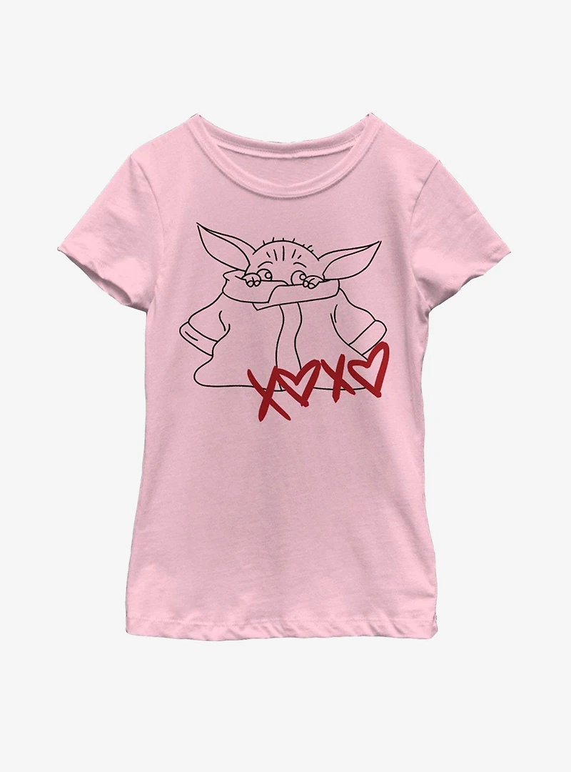 Star Wars The Mandalorian Child XOXO Hearts Youth Girls T-Shirt