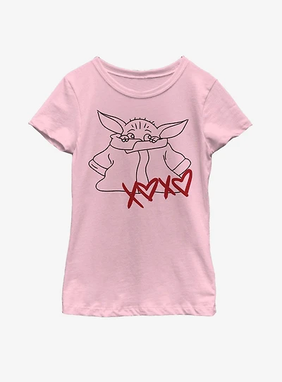 Star Wars The Mandalorian Child XOXO Hearts Youth Girls T-Shirt