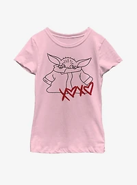 Star Wars The Mandalorian Child XOXO Hearts Youth Girls T-Shirt