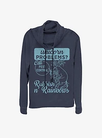 Disney Pixar Onward Call Rubbish N' Rainbows Cowlneck Long-Sleeve Womens Top