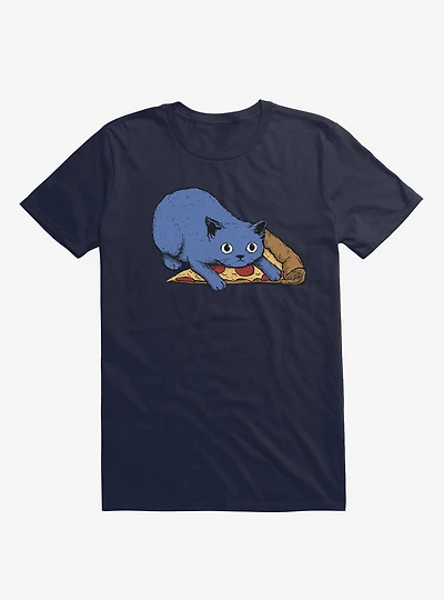 Get Your Own Pizza, Human! Cat Navy Blue T-Shirt