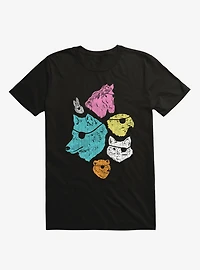Animals With Eyepatches! Yes! Cat Dog Horse Black T-Shirt